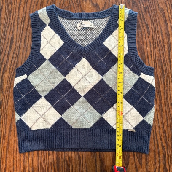 Hollister‎ V-Neck Sweater Blue and White Vest - Picture 7 of 7